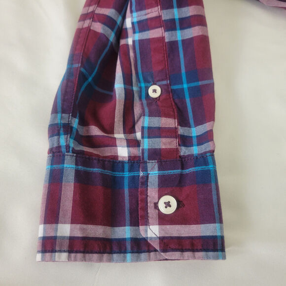 American Eagle Shirt Mens Large Red Plaid Classic Fit Long Sleeve Button Down - Picture 6 of 12
